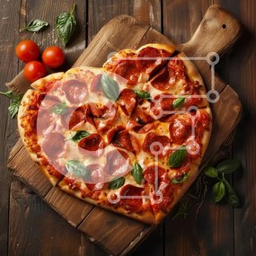 Intra Συλλεκτικό Ξύλινο Παζλ Plywood  4mm - Πίτσα Pepperoni σε σχήμα καρδιάς Σε Ξύλινο Κουτί - Διαστάσεις: 10x10 cm – 25 κομμάτια