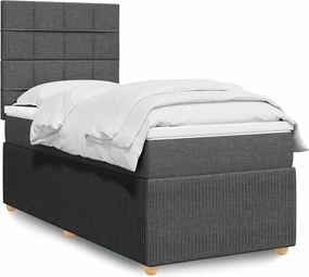 vidaXL Κρεβάτι Boxspring με Στρώμα Σκούρο Γκρι 80x200 εκ. Υφασμάτινο
