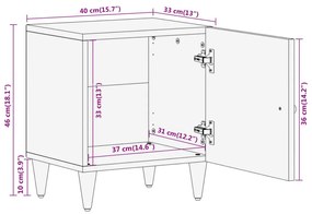 Κομοδίνο 40 x 33 x 46 εκ. από Μασίφ Ξύλο Μάνγκο - Καφέ