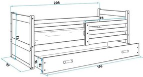 Κρεβάτι Riccon-Λευκό - Μπλε-200 x 90