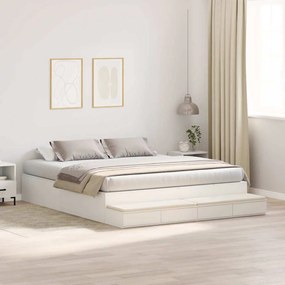 vidaXL Κρεβάτι με αποθηκευτικό χώρο Λευκό 180 cm Επεξεργασμένο Ξύλο
