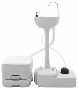 vidaXL Σετ Τουαλέτας Κάμπινγκ 2 pcs Γκρι και Λευκό