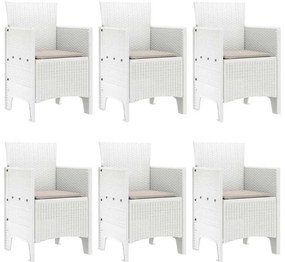 vidaXL Σέτ φαγητού για κήπο 7 pcs Λευκό Rattan Polt
