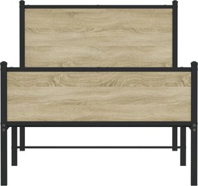 vidaXL Σκελετός Κρεβ. Χωρίς Στρώμα Sonoma Δρυς 100x200 εκ. Μεταλλικό