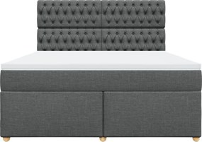 vidaXL Κρεβάτι Boxspring με Στρώμα Σκούρο Γκρι 180x200 εκ Υφασμάτιν