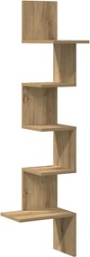 vidaXL Γωνιακό ράφι τοίχου Δρυς τεχνίτης 32x32x127,5 cm