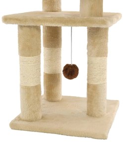 vidaXL Γατόδεντρο Μπεζ 65 εκ. με Στύλους Ξυσίματος από Σχοινί Σιζάλ
