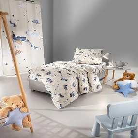 Παπλωματοθήκη Παιδική Σετ 2τμχ Demo Beige-Blue Saint Clair Single 100% Cotton
