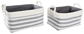 Σετ Καλαθιών DKD Home Decor Ρίγες 40 x 30 x 23 cm Γκρι