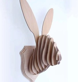 Intra απο ξύλο plywood 3mm-4mm πάχος – 3D Διακόσμηση τοίχου με ξύλινο κεφάλι κουνελιού 10x10 cm INTRAVECTRY-MY544272
