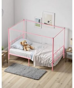 VEVOR Twin Size Canopy Bed Frame Metal Canopy Bed with Headboard &amp; Four Posters