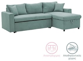 Γωνιακός καναπές-κρεβάτι αναστρέψιμος Lilian pakoworld ύφασμα πράσινο μέντας 225x148x81εκ - Ύφασμα - 166-000017