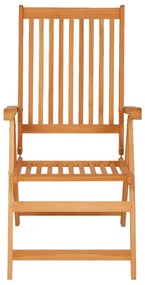 vidaXL Καρέκλες Κήπου 2 τεμ. από Μασίφ Ξύλο Teak & Γκρι Καρό Μαξιλάρια