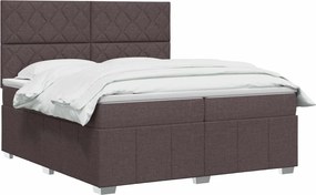 vidaXL Κρεβάτι box spring με στρώμα Σκούρο Καφέ 200 x 200 cm Ύφασμα