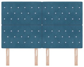 vidaXL Κεφαλάρι LED με φώτα λωρίδας LED Σκούρο Μπλε 144 cm Βελούδο