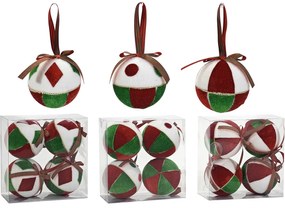 Χριστουγεννιάτικη Μπάλα 100mm Σετ 4Τμχ Σε 3 Σχέδια