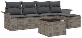 vidaXL Σετ Καναπέ Κήπου με μαξιλάρι 6 pcs Γκρι Πολυ ράταν