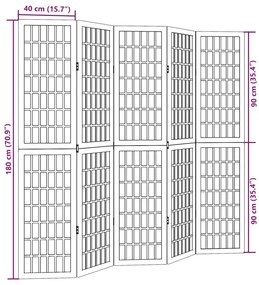 Διαχωριστικό Χώρου με 5 Πάνελ Λευκό από Μασίφ Ξύλο Παυλώνιας - Λευκό
