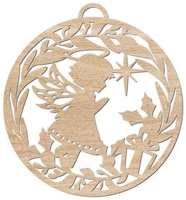 Σετ των 3 Intra απο ξύλο plywood 3mm-4mm πάχος – Στολίδι με μπάλα για χριστουγεννιάτικο δέντρο αγγέλου 35x40 cm INTRAVECTRY-MY545759