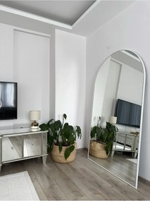 Stewehome Μεταλλικός οβάλ καθρέφτης δαπέδου με λευκό πλαίσιο Χρυσό 180x100x1.5 cm