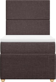 vidaXL Κρεβάτι Boxspring με Στρώμα Σκούρο Καφέ 90x200 εκ. Υφασμάτινο