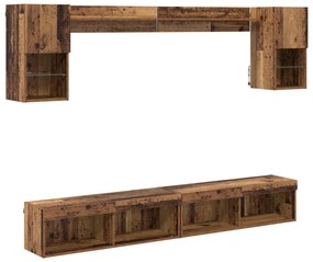 Μονάδες Τοίχου ΤV με LED 6 pcs Παλιό ξύλο Επεξεργασμένο ξύλο