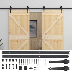 vidaXL Συρόμενη Πόρτα 2 pcs 80 x 210 cm Μασίφ Ξύλο Πεύκου