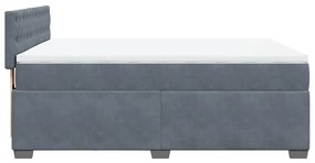 Κρεβάτι Boxspring με Στρώμα Σκούρο Γκρι 160x200 εκ. Βελούδινο - Γκρι