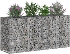 vidaXL Ανασηκωμένο κρεβάτι gabion Ασημί