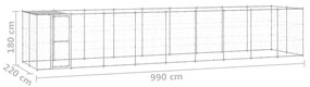vidaXL Κλουβί Σκύλου Εξ. Χώρου με Στέγαστρο 21,78 μ² Γαλβ. Χάλυβας