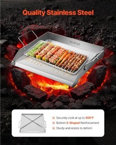 VEVOR 18x16 in Flat Top Griddle Stainless Steel Universal BBQ Grill Pan Cookware