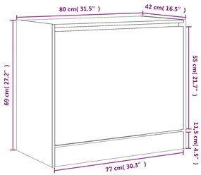 ΠΑΠΟΥΤΣΟΘΗΚΗ SONOMA ΔΡΥΣ 80X42X69 ΕΚ. ΑΠΟ ΕΠΕΞΕΡΓΑΣΜΕΝΟ ΞΥΛΟ 840003