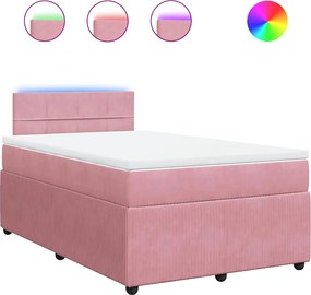 vidaXL Κρεβάτι Boxspring με Στρώμα Ροζ 120x200 εκ. Βελούδινο