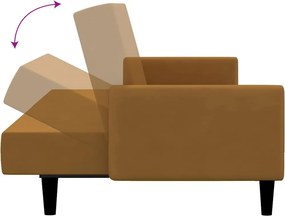 vidaXL Καναπές Κρεβάτι Διθέσιος Καφέ Βελούδινος