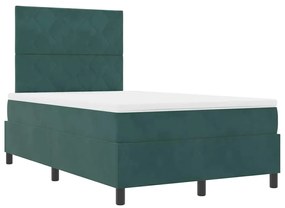 vidaXL Κρεβάτι με ελατήρια Σκούρο πράσινο 120 x 200 cm Βελούδο