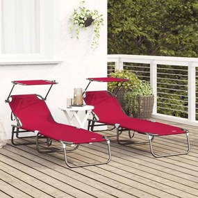 vidaXL Πτυσσόμενη ξαπλώστρα 2 pcs Κόκκινο 56 x 190 x 81εκ ύφασμα