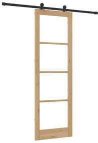 vidaXL Συρόμενη Πόρτα Χειροκίνητος Καφέ 78 x 232 cm Ξύλο και μέταλλο