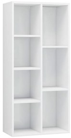 vidaXL Βιβλιοθήκη Γυαλιστερό Λευκό 50 x 25 x 106 εκ. από Μοριοσανίδα