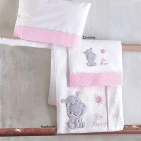 Σεντόνια Βρεφικά Με Κέντημα Sander 583 (Σετ 3τμχ) Pink Ρυθμός Κούνιας 100x160cm 100% Cotton