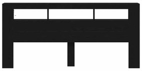 vidaXL LED κεφαλάρι με ράφι Μαύρη δρυς 220 x 18.5 x 103.5 εκ