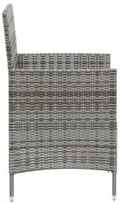 vidaXL Τραπεζαρία Εξωτ. Χώρου Σετ 3 τεμ. Γκρι Συνθ. Ρατάν με Μαξιλάρια