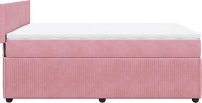 vidaXL Κρεβάτι Boxspring με Στρώμα Ροζ 140x200 εκ. Βελούδινο
