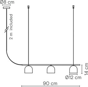 Κρεμαστό Πολύφωτο Rio 3 G9 90cm Μαύρο Ματ