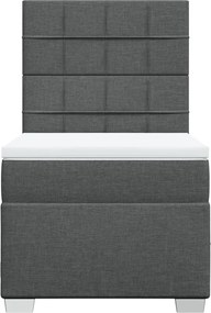 vidaXL Κρεβάτι Boxspring με Στρώμα Σκούρο Γκρι 80x200 εκ. Υφασμάτινο