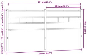 vidaXL Κεφαλάρι Καφέ Δρυς 200 εκ. Ατσάλι/Επεξεργασμένο Ξύλο