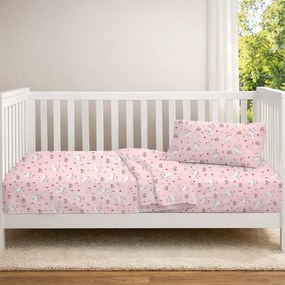 Σεντόνια Κούνιας (Σετ) Dimcol Rabbit Garden 585 Pink
