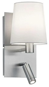 Φωτιστικό Τοίχου-Απλίκα Led Marriot 310Lm 14x30cm Nickel Mat-White 271470207 Trio Lighting Metal, Fabric