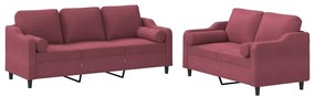 vidaXL Πολυθρόνες Σετ 2 Τεμαχίων Μπορντό από Ύφασμα με Μαξιλάρια