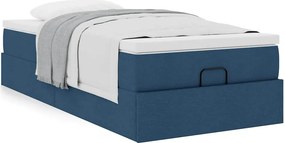 vidaXL Οθωμανικό κρεβάτι με στρώμα μπλε 90x200cm ύφασμα