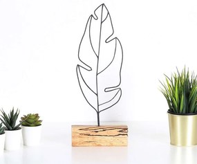 Διακοσμητικό Επιτραπέζιο Feather 533BSG1128 17x3,5x41cm Natural-Black Aberto Design Metal,Wood